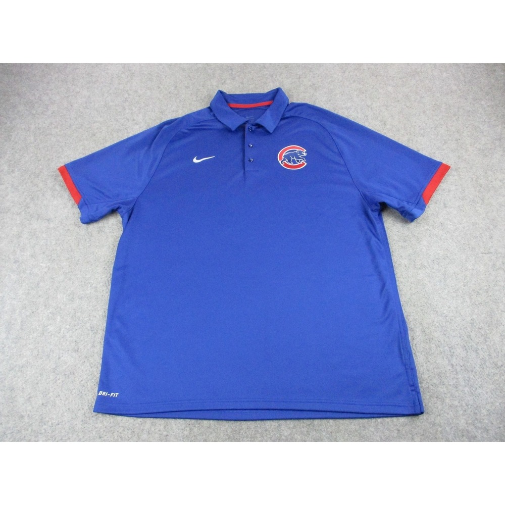 Chicago Cubs Polo Shirt Mens Extra Large Blue Red MLB Baseball Nike Swoosh‎